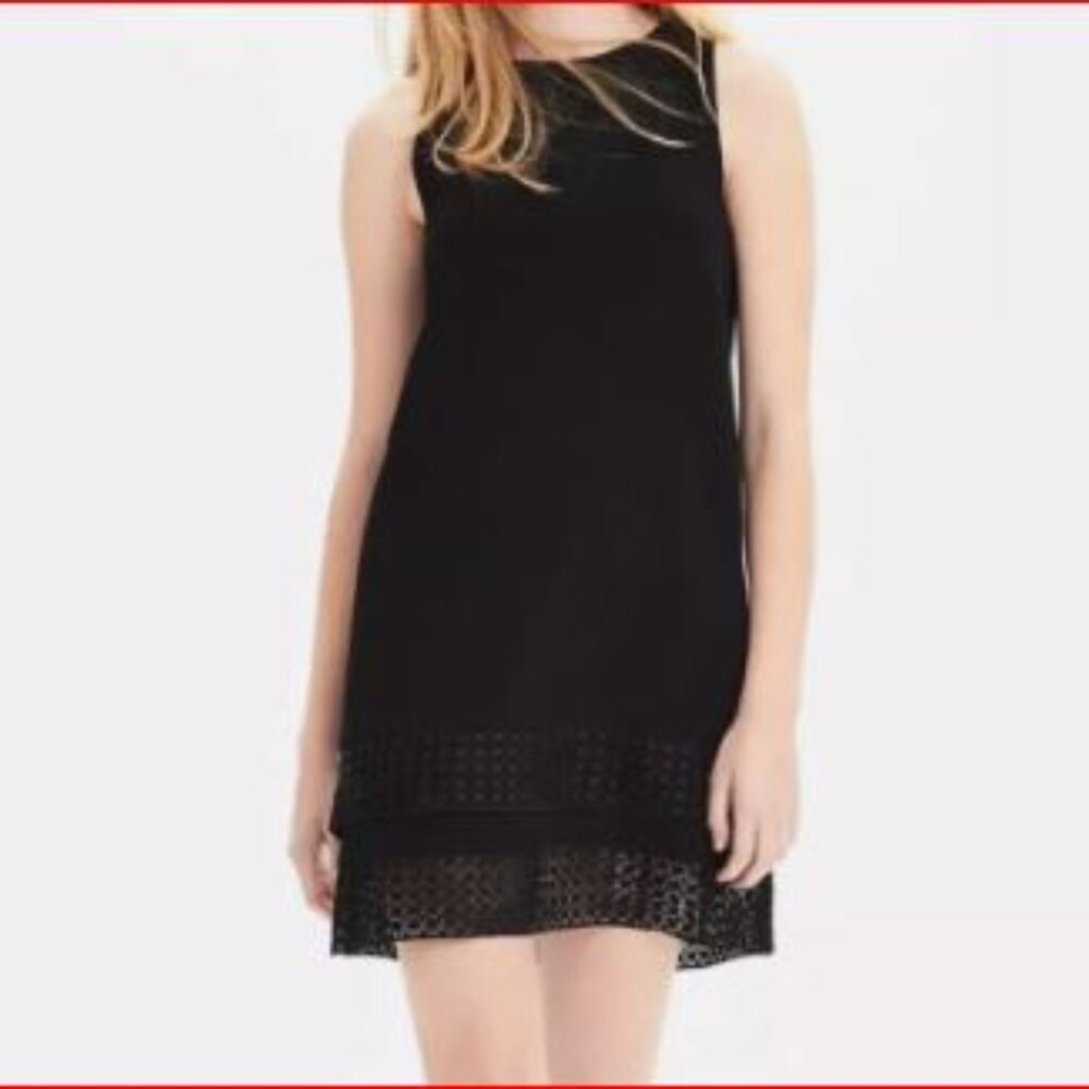 - Banana Republic Little Black Dress Lace Trim Shift Preppy Party Sz Zero -H2146